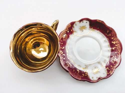 stunning old demitasse footed cup and sauce duo