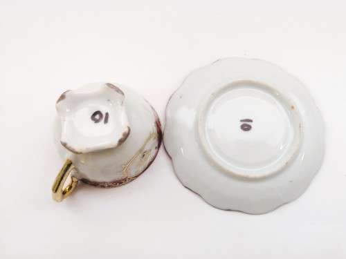 stunning old demitasse footed cup and sauce duo