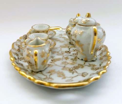 Beautiful Limoges Miniature Tea set - teaset white and gilt