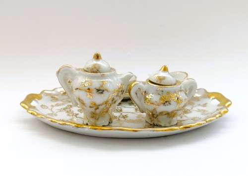 Beautiful Limoges Miniature Tea set - teaset white and gilt
