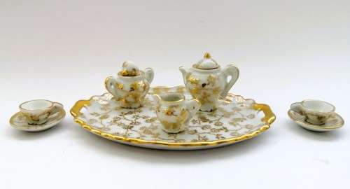 Beautiful Limoges Miniature Tea set - teaset white and gilt