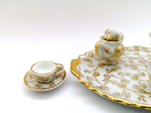 Beautiful Limoges Miniature Tea set - teaset white and gilt