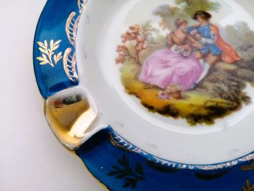 Limoges Porcelain  Plate,Vintage Soap Dish, Courting Goudeville Limoges