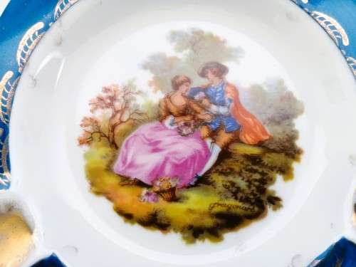 Limoges Porcelain  Plate,Vintage Soap Dish, Courting Goudeville Limoges