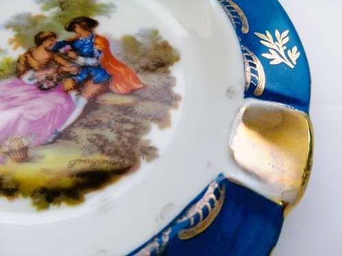 Limoges Porcelain  Plate,Vintage Soap Dish, Courting Goudeville Limoges