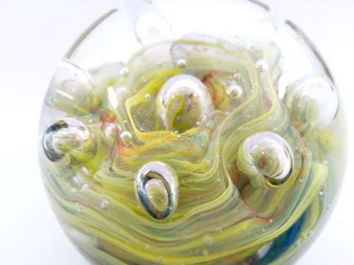 Stunning large Murano glass paperweight with bubbles