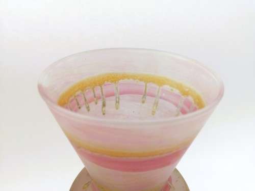 VINTAGE ISRAELI HAND-PAINTED ART GLASS VASE ISRAEL REUVEN GLASS