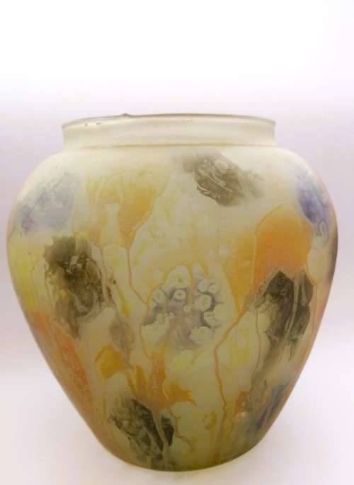 Vintage Israeli Hand Painted Art Glass Vase Israel Reuvel Glass