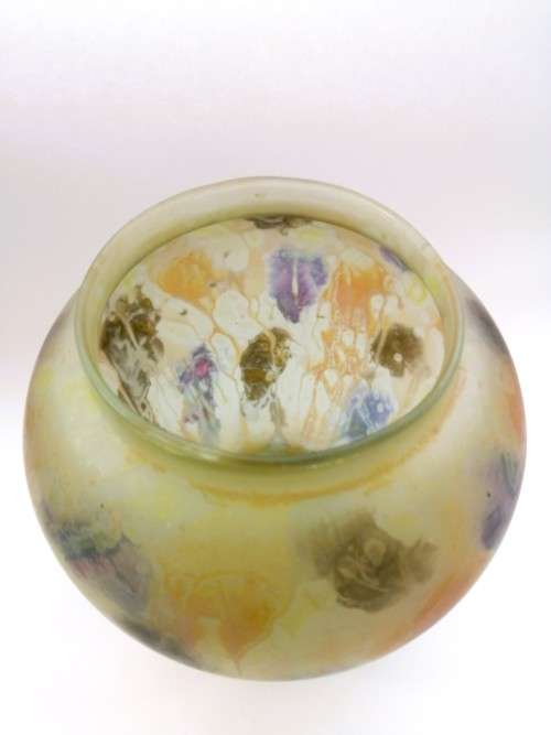 Vintage Israeli Hand Painted Art Glass Vase Israel Reuvel Glass