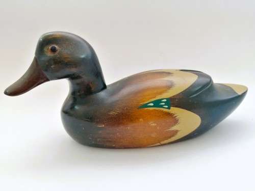 Vintage Wooden Duck Teal Male Decoy