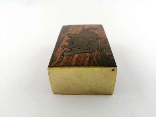 Vintage Wood and brass inlay Elephant Trinket Box #
