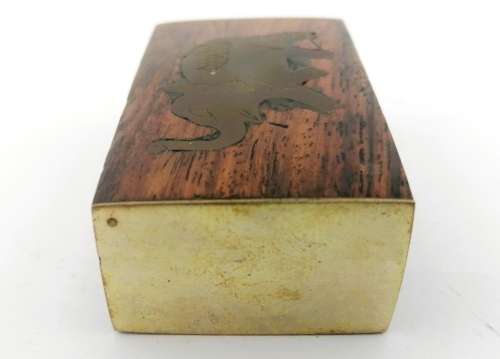 Vintage Wood and brass inlay Elephant Trinket Box #