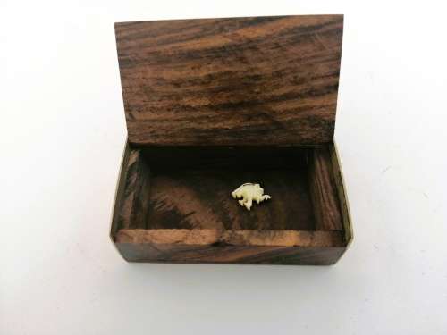 Vintage Wood and brass inlay Elephant Trinket Box #