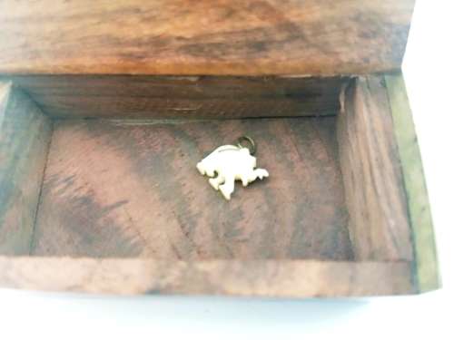 Vintage Wood and brass inlay Elephant Trinket Box #