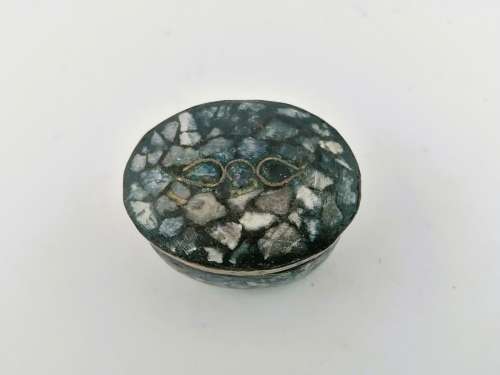 Vintage Indian Metal Stone Trinket Box #