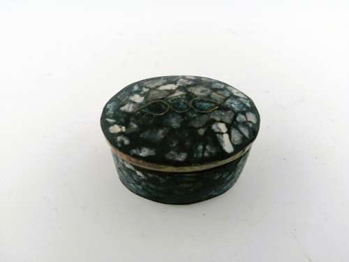Vintage Indian Metal Stone Trinket Box #