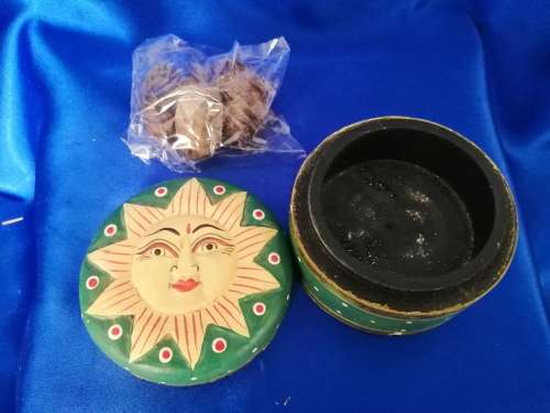 Vintage Celestial Trinket Box, 90s wooden sun jewellery holder
