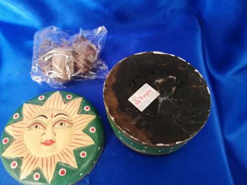 Vintage Celestial Trinket Box, 90s wooden sun jewellery holder