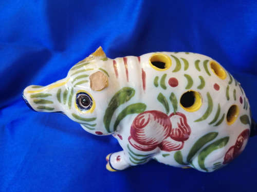 Mosinic French Faience Pig Flower Frog Antique France *