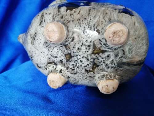 Vintage Grey with black spots piggy bank pig