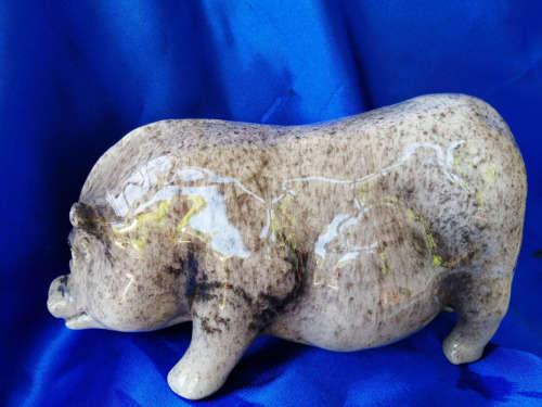 Vintage Grey Pig with glass eyes