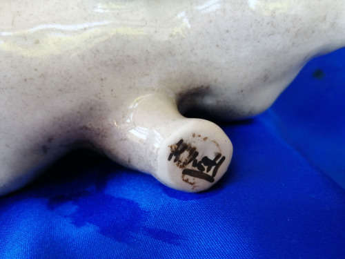 Vintage Grey Pig with glass eyes