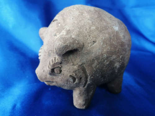 Antique Solid Clay Pig Wild Boar Hog