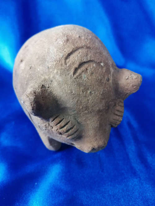 Antique Solid Clay Pig Wild Boar Hog