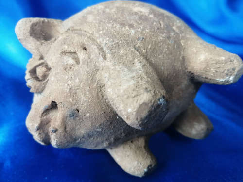 Antique Solid Clay Pig Wild Boar Hog