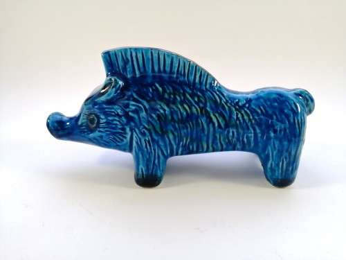 Aldo Londi Bitossi Wild Boar Style Blue Glazed