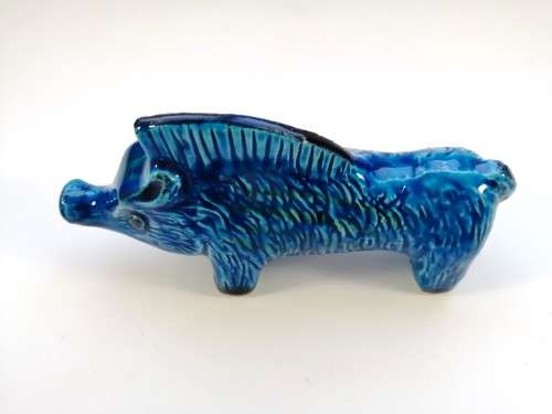 Aldo Londi Bitossi Wild Boar Style Blue Glazed