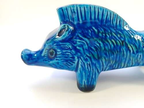 Aldo Londi Bitossi Wild Boar Style Blue Glazed