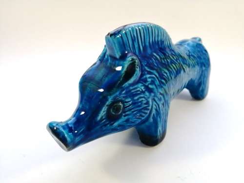 Aldo Londi Bitossi Wild Boar Style Blue Glazed