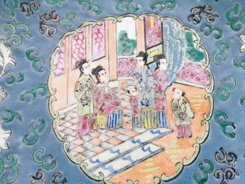 Blue Green Plate famille rose plate