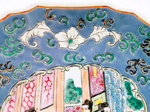 Blue Green Plate famille rose plate