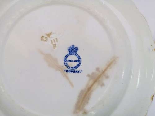 Antique John Maddock and Sons Royal Vitreous Bombay Blue Rimed Plates
