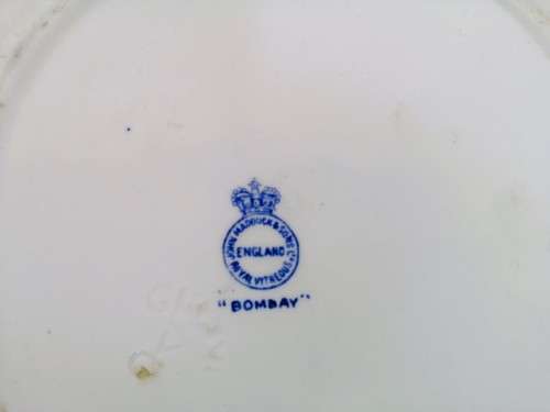 Antique John Maddock and Sons Royal Vitreous Bombay Blue Rimed Large Plate