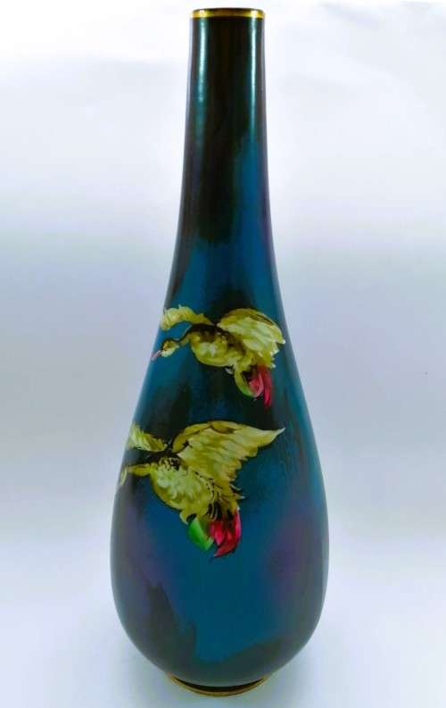 Burleigh ware tall vase with bird design
