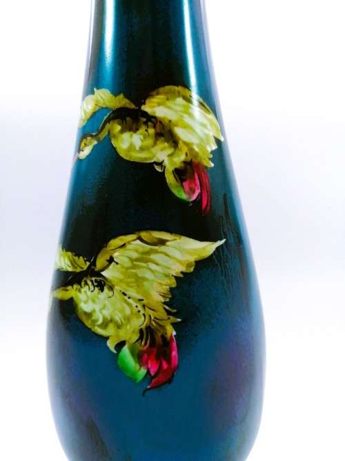 Burleigh ware tall vase with bird design