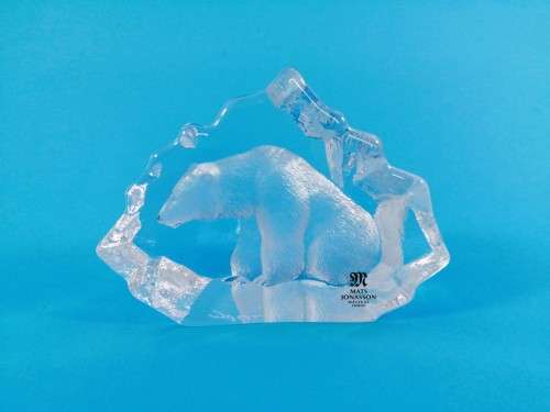 Lead Crystal Paperweight Mats Jonasson Polar Bear