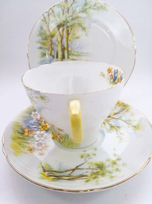 SHELLEY Daffodil Time TRIO Tea Side Plate Cup and Saucer ENGLAND