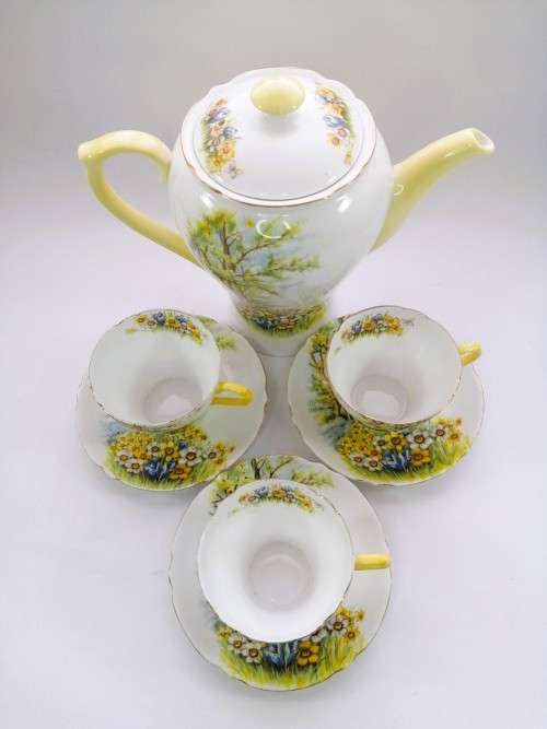 SHELLEY Daffodil Time Part Coffee Set ENGLAND