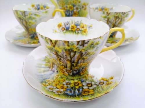 SHELLEY Daffodil Time Part Coffee Set ENGLAND