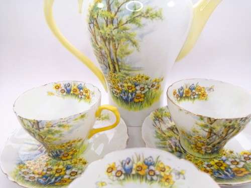 SHELLEY Daffodil Time Part Coffee Set ENGLAND