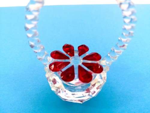 Byzantium Crystal Collection Stunning Cut Glass Crystal red Flower Basket