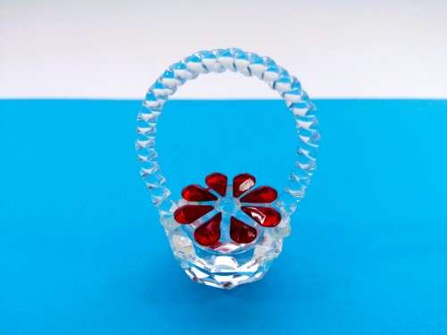 Byzantium Crystal Collection Stunning Cut Glass Crystal red Flower Basket