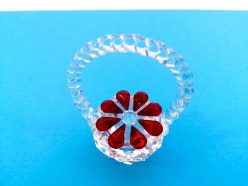 Byzantium Crystal Collection Stunning Cut Glass Crystal red Flower Basket