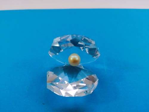 Byzantium Crystal Collection Stunning Cut Glass Crystal Oyster shell with pearl