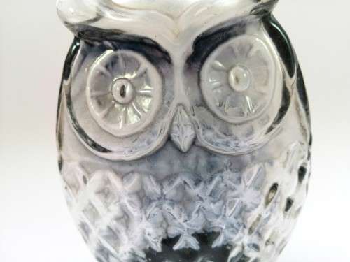 Large Tall Pressed Glass Smokey Grey Owl