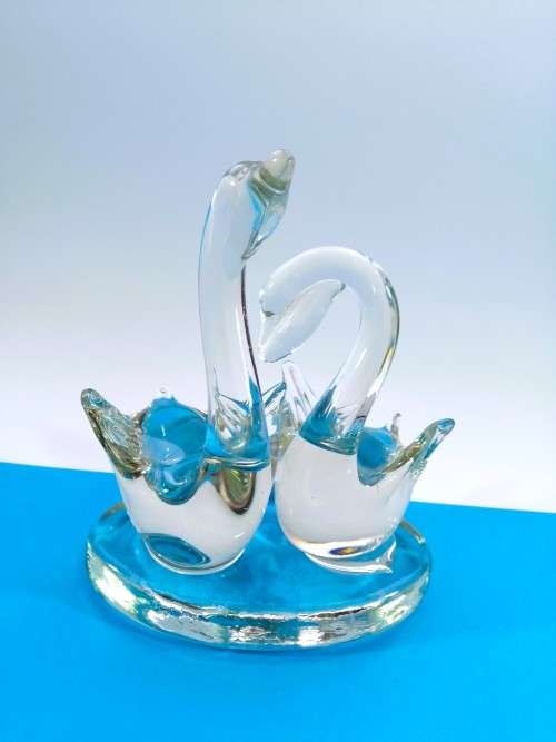 Hand Crafted Clear Glass Swan Paperweight